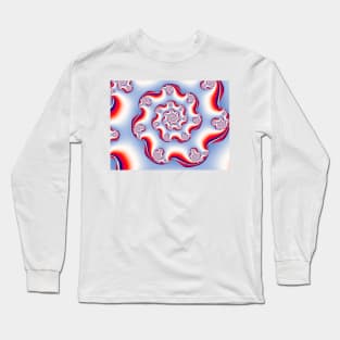 Red, White and Blue Spiral Pattern Long Sleeve T-Shirt